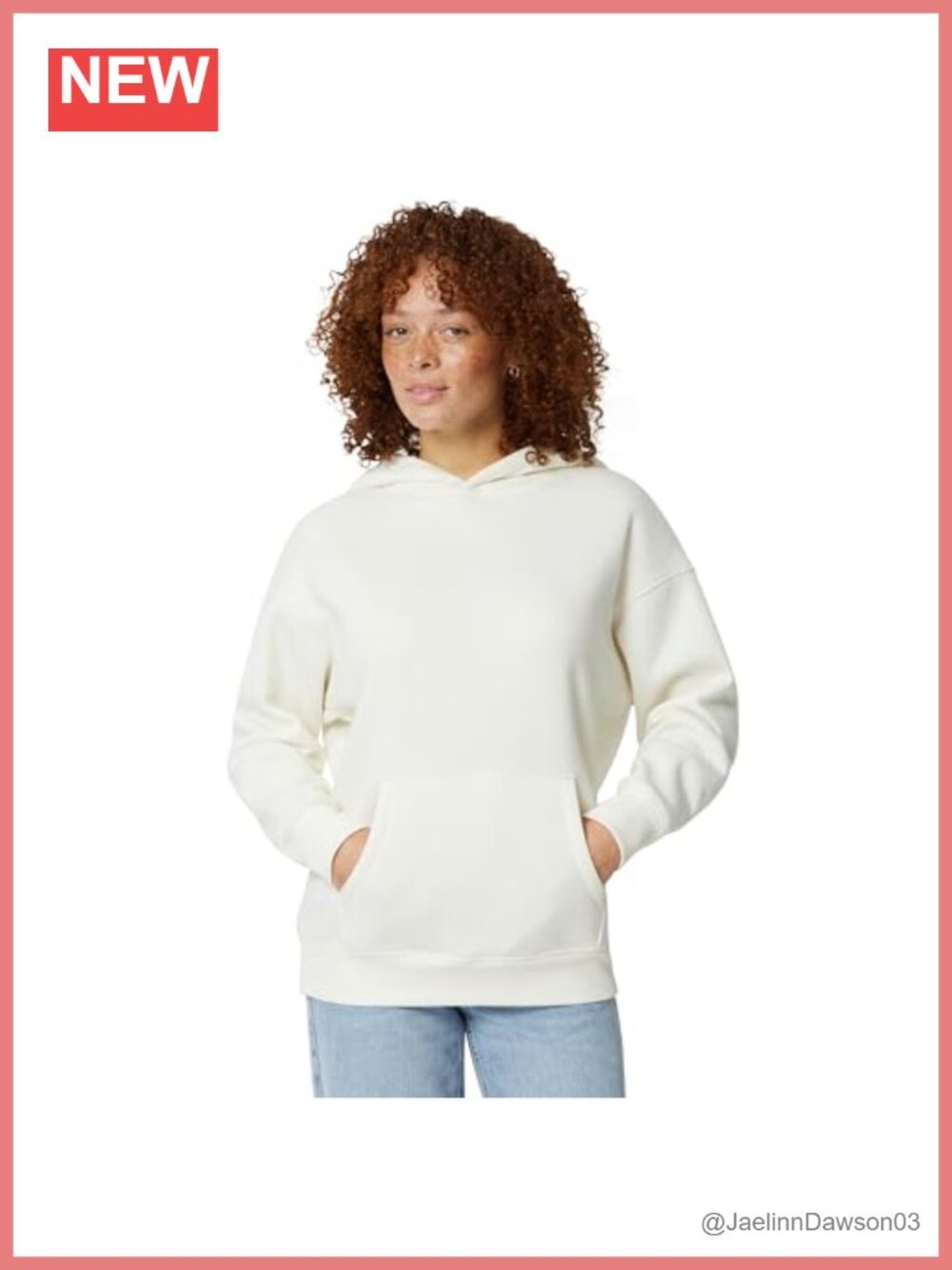 Oversized-Fit Cotton Blend Fleece Hoodie Pullover Kangaroo Pocket